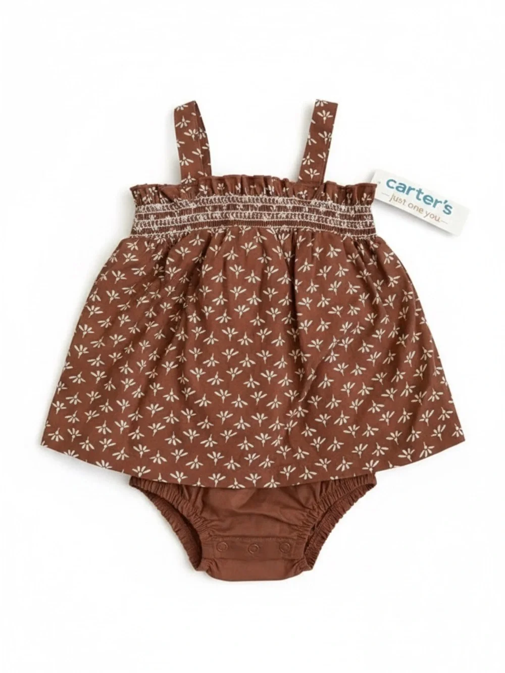 Carter's Brown Floral Smocked Diaper Cover Set